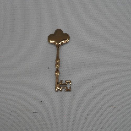 N°1031 petite  clef  en papier marron métallisé   découpage fin