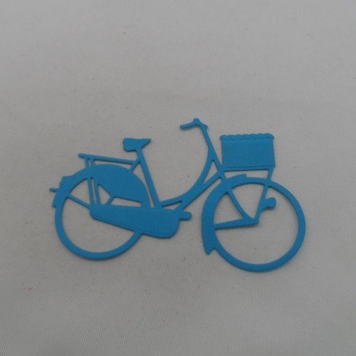 N°240  d'un grand vélo en papier  bleu turquoise n°1  avec panier découpage fin 
