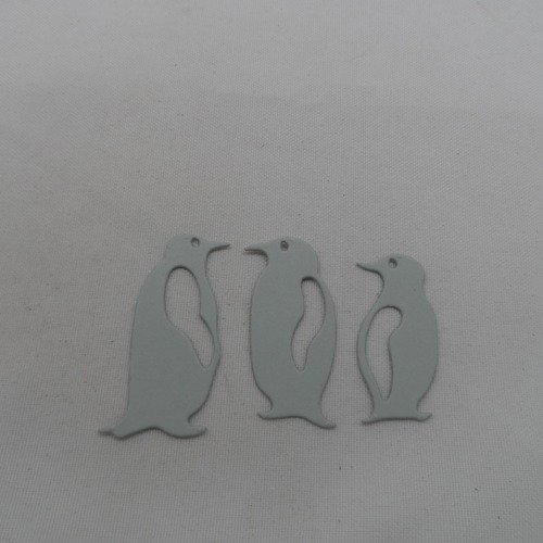 N°924 lot de 3 pingouins différents   en papier gris clair   découpage