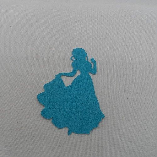 N°1047 jolie princesse  en papier  tapisserie bleu turquoise   découpage  fin