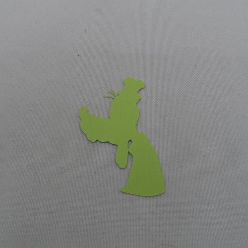 N°1058  dingo  de profil  en papier  vert  découpage  fin