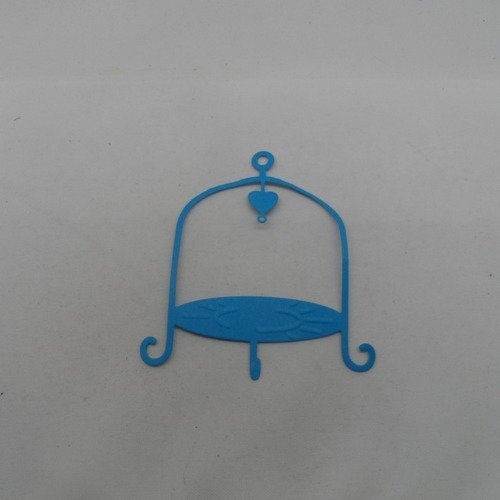 N°1105  cloche présentoir pour gâteau   en papier bleu turquoise   découpage fin et gaufrage