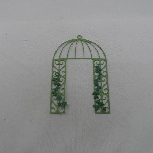 N°1106 pergola avec 2 "lianes" de feuille en papier vert kaki  et vert  vendu en lot découpage  fin et gaufrage