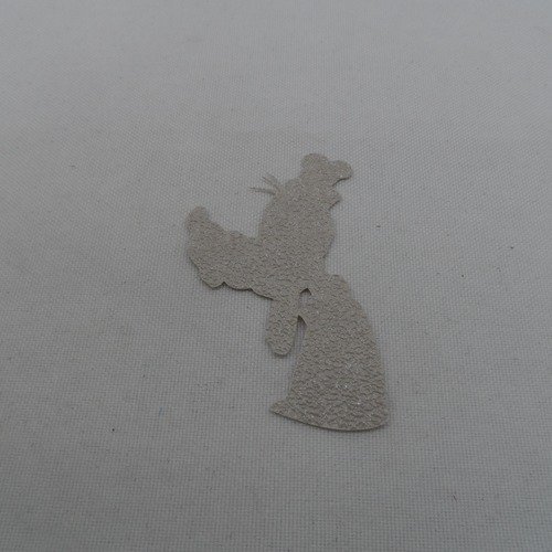 N°1058  dingo  de profil  en papier   tapisserie lin brillant beige   découpage  fin