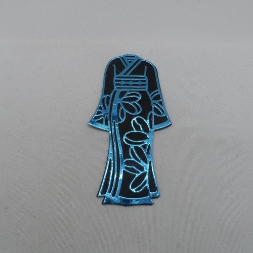 N°51 d'un kimono bi-couleur en papier fond  noir et bleu  métallisé