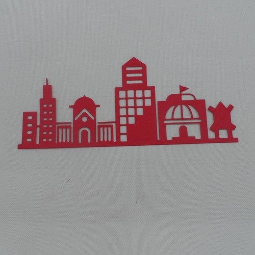 N°997 d'un paysage d'une  ville  en papier rouge découpage
