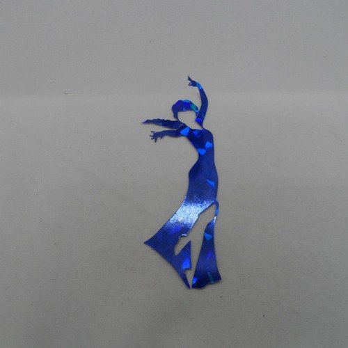 N°1074  jolie reine personnage célèbre n°2  en papier  bleu foncé métallisé hologramme découpage  fin