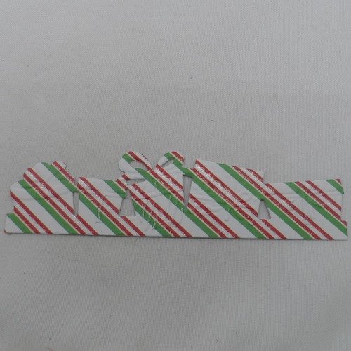 N°1017  bordure de cadeaux en papier blanc, rouge vert quelques paillettes découpage et gaufrage