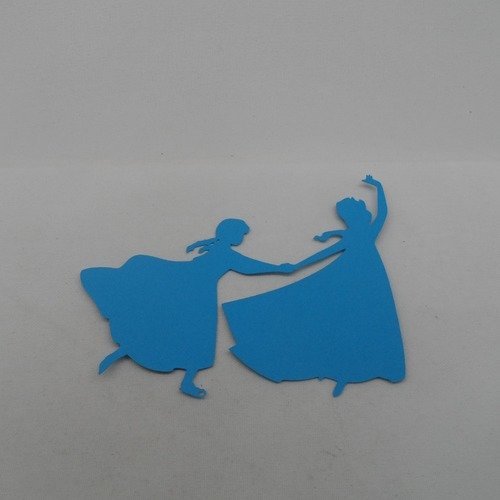 N°1075  deux personnages célèbres se tenant la main  en papier  bleu turquoise découpage  fin