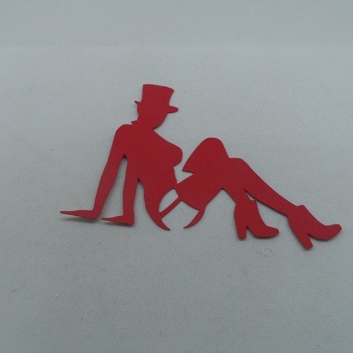 N°1104 danseuse cabaret  assise chapeau  en papier rouge