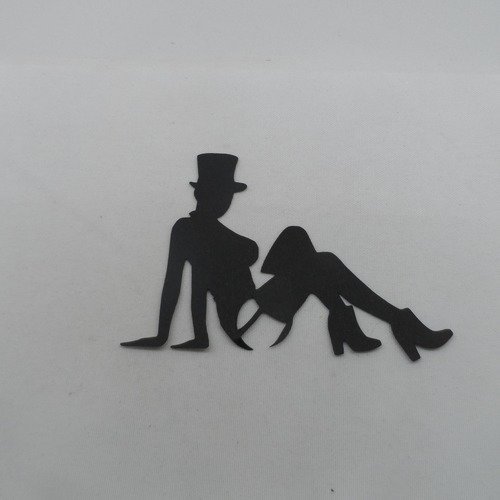N°1104 danseuse cabaret  assise chapeau  en papier noir