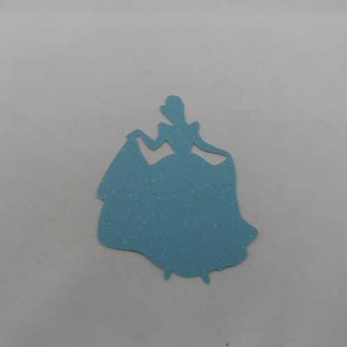 N°1085 jolie princesse  en papier  tapisserie bleu à paillette   découpage  fin