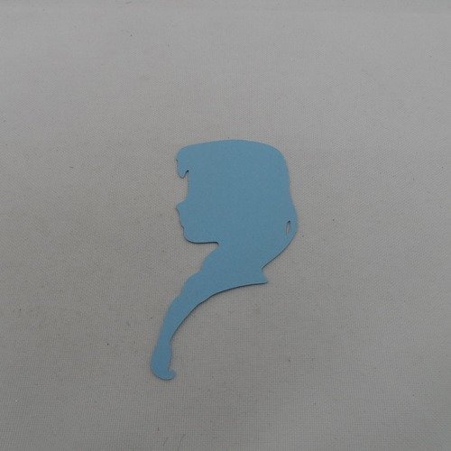 N°1076    personnage célèbre n°4  de profil n°1  en papier  bleu ciel découpage  fin 