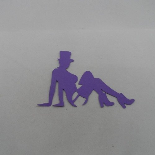 N°1104 danseuse cabaret  assise chapeau  en papier violet
