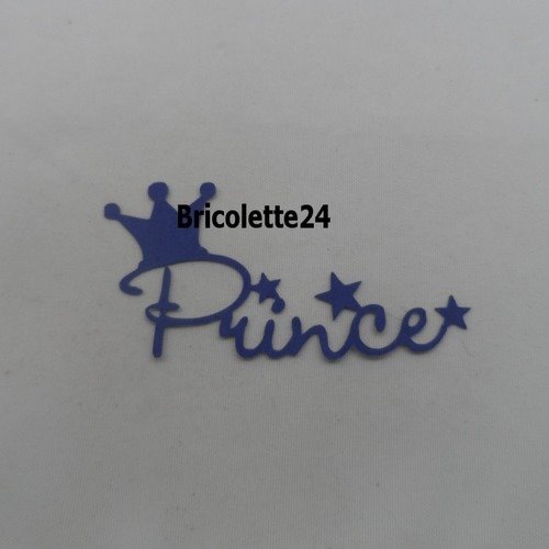 N°1115 mot prince avec des étoiles et une couronne   en papier  bleu marine