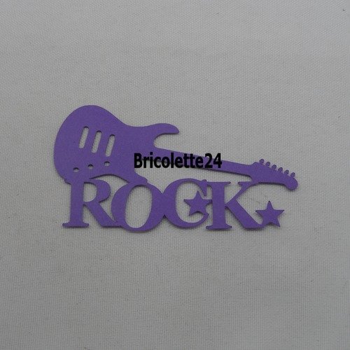 N°1125 mot rock avec une guitare électrique et des étoiles  en papier violet