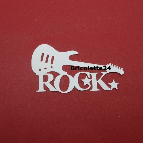 N°1125 mot rock avec une guitare électrique et des étoiles  en papier blanc