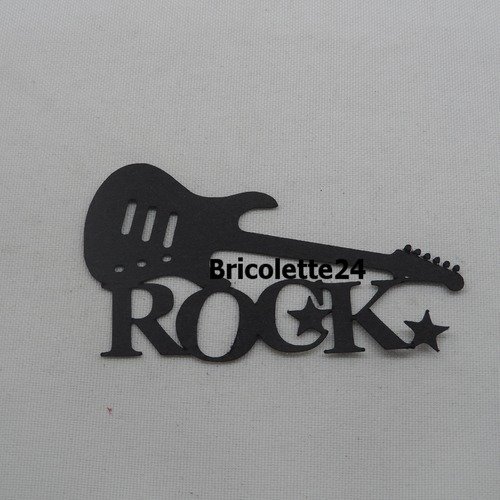 N°1125 mot rock avec une guitare électrique et des étoiles  en papier noir