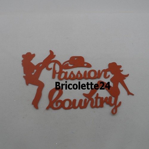 N°1133 mots  passion  country avec 2 silhouettes de femme et un chapeau   en papier marron