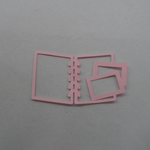 N°1140 petit album photo avec 2 photos vides   en papier  rose