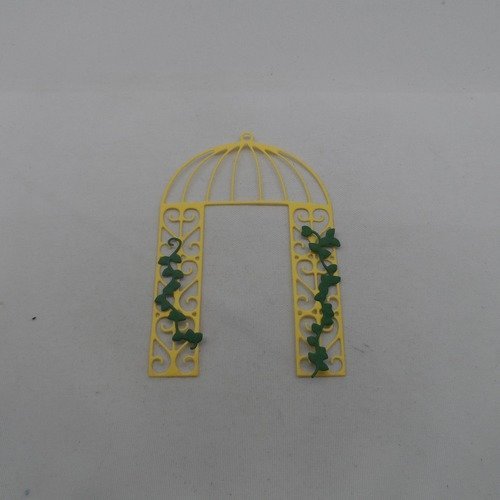 N°1106 pergola avec 2 "lianes" de feuille en papier jaune et vert  vendu en lot découpage  fin et gaufrage