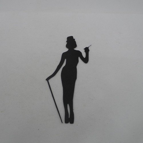 N°1142 danseuse cabaret avec canne, chapeau  en papier noir