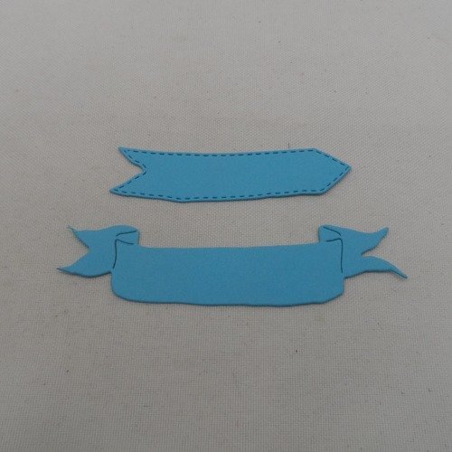 N°1038 lot de 2 découpes une "flèche" et un "ruban" étiquette  en papier bleu