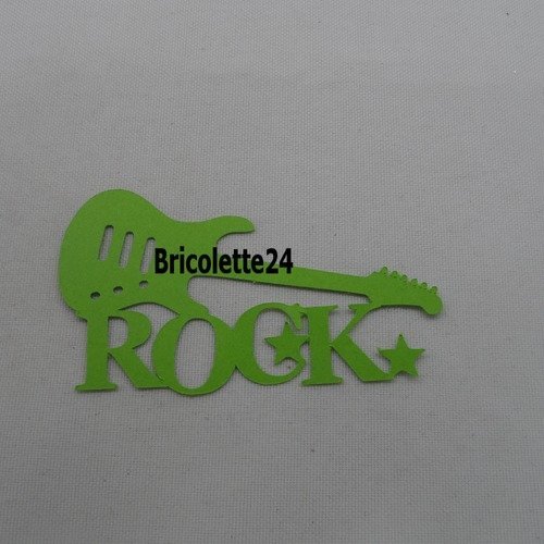 N°1125 mot rock avec une guitare électrique et des étoiles  en papier vert