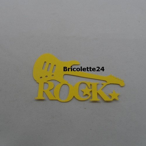 N°1125 mot rock avec une guitare électrique et des étoiles  en papier jaune