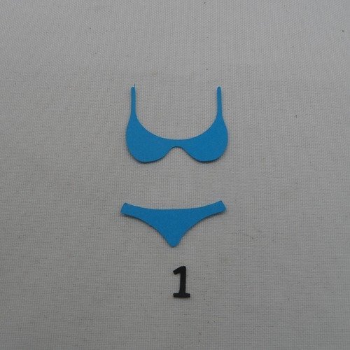 N°1162   maillot de bain  2 pièces  n°1 en papier  bleu turquoise  découpage  fin