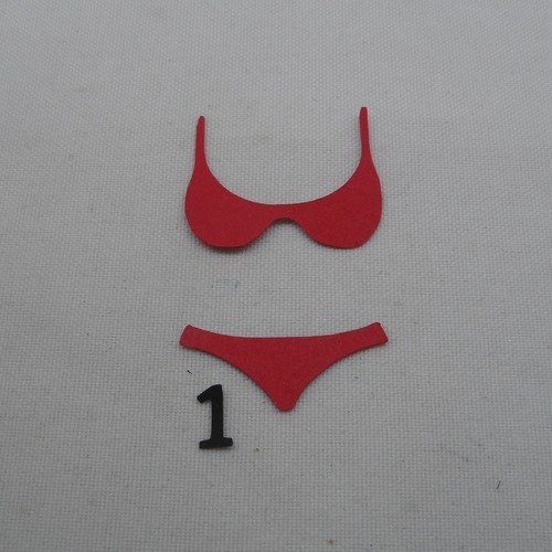 N°1162   maillot de bain  2 pièces  n°1 en papier  rouge  découpage  fin