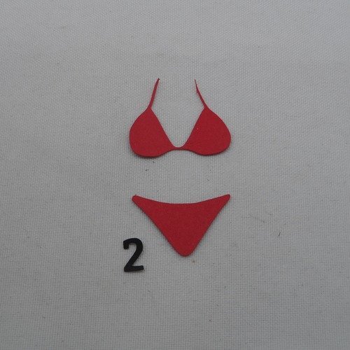 N°1162   maillot de bain  2 pièces  n°2 en papier  rouge  découpage  fin