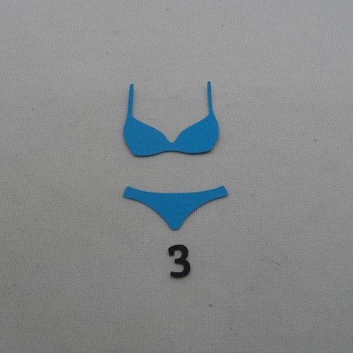 N°1162   maillot de bain  2 pièces  n°3 en papier  bleu turquoise découpage  fin