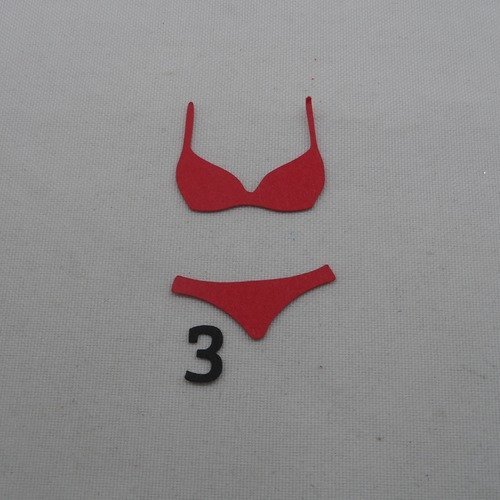 N°1162   maillot de bain  2 pièces  n°3 en papier  rouge découpage  fin