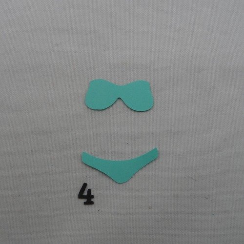 N°1162   maillot de bain  2 pièces  n°4 en papier vert turquoise découpage  fin