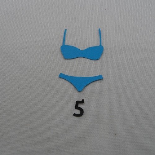 N°1162   maillot de bain  2 pièces  n°5 en papier bleu turquoise découpage  fin
