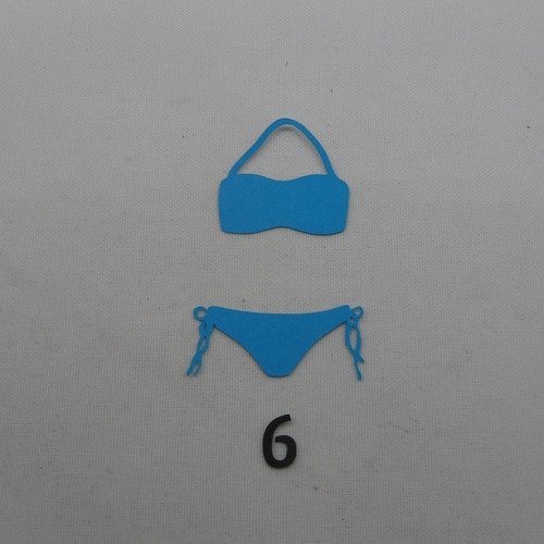 N°1162   maillot de bain  2 pièces  n°6 en papier  bleu turquoise  découpage  fin