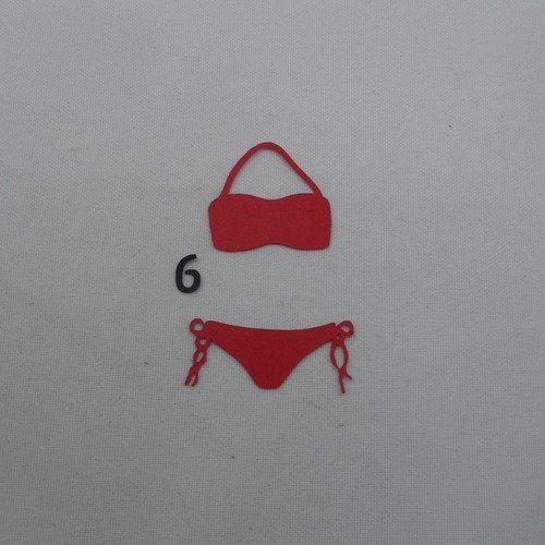 N°1162   maillot de bain  2 pièces  n°6 en papier rouge  découpage  fin