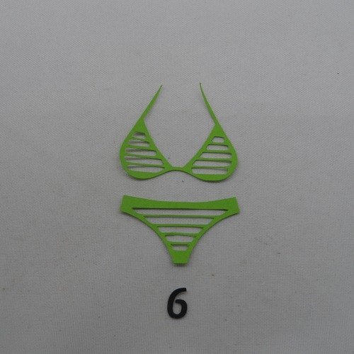 N°1163   maillot de bain  2 pièces  n°6 en papier vert découpage  fin