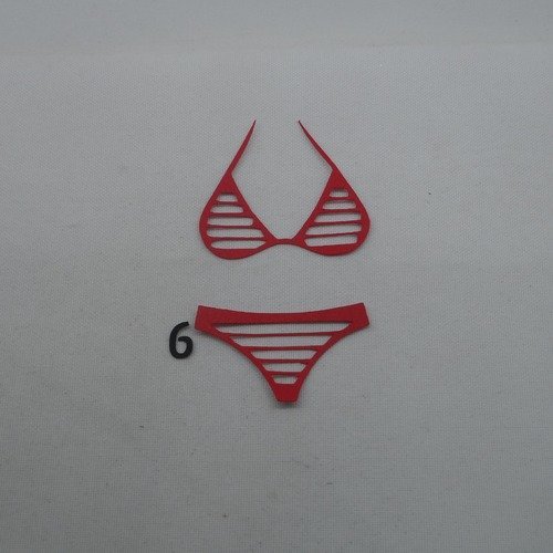 N°1163   maillot de bain  2 pièces  n°6 en papier rouge découpage  fin