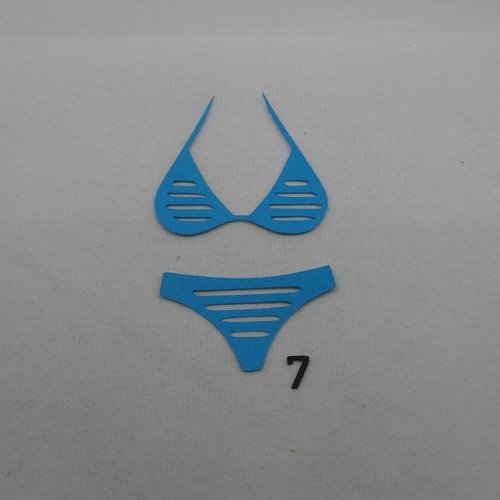N°1163   maillot de bain  2 pièces  n°7 en papier  bleu turquoise découpage  fin
