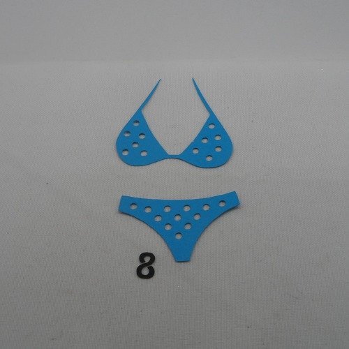 N°1163   maillot de bain  2 pièces  n°8 en papier  bleu turquoise découpage  fin