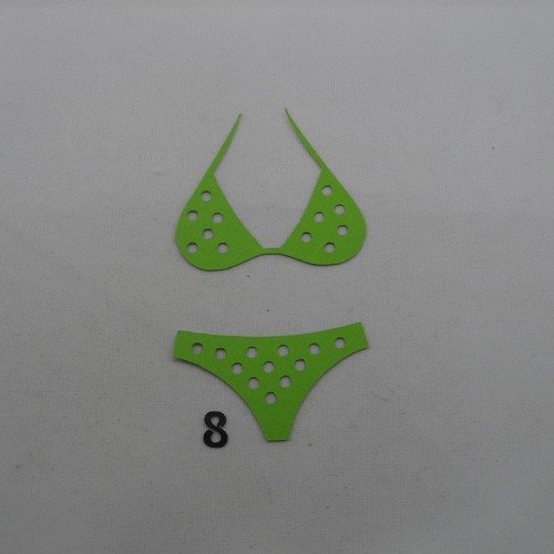 N°1163   maillot de bain  2 pièces  n°8 en papier  vert  découpage  fin