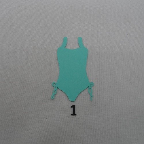 N°1164   maillot de bain  1 pièce  n°1 en papier vert  turquoise  découpage  fin