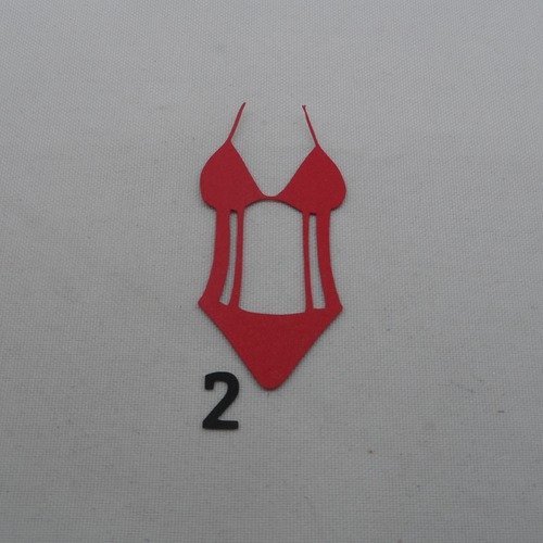 N°1164   maillot de bain  1 pièce  n°2 en papier rouge   découpage  fin