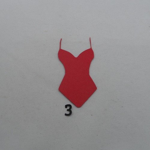 N°1164   maillot de bain  1 pièce  n°3 en papier rouge    découpage  fin