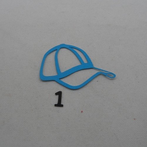 N°1165   casquette évidée  n°1 en papier  bleu turquoise  découpage  fin