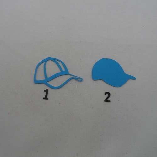 N°1165   casquette  n°2 en papier  bleu turquoise  découpage  fin