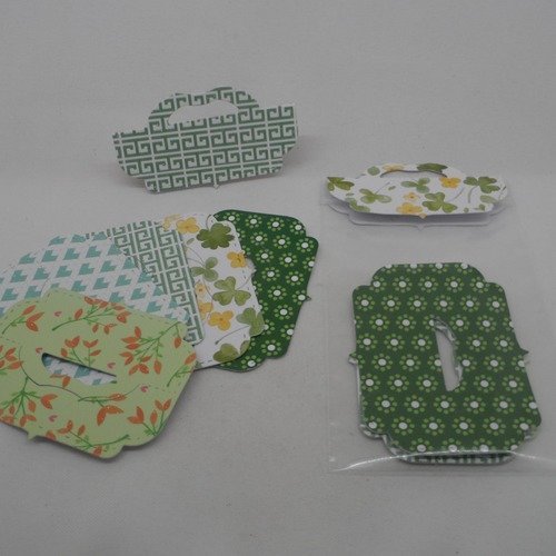 N°1166 lot de 5  "attaches" pochette  en papier ton vert tous différents