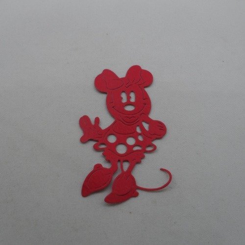 N°1088  souris fille célèbre   en papier rouge  découpage fin